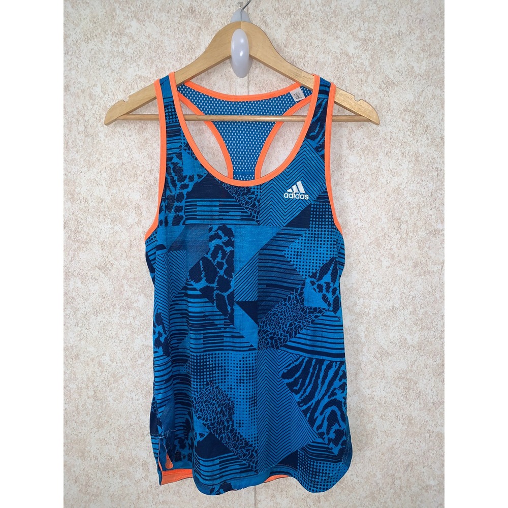 Adidas Climalite Racerback Tank Top Blue Orange Geometric Animal Print D88701